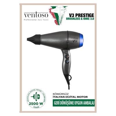 Ventoso V3 Prestige Brushless & Ionic 2.0 2500w Profesyonel Fön Makinesi Altaıc Blue PRESTIGE